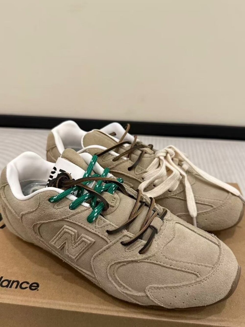 Miu Miu x New Balance 530 Khaki Suede Trainers